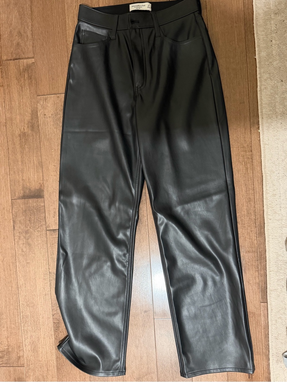 Abercrombie & Fitch Black Faux Leather Straight Pants